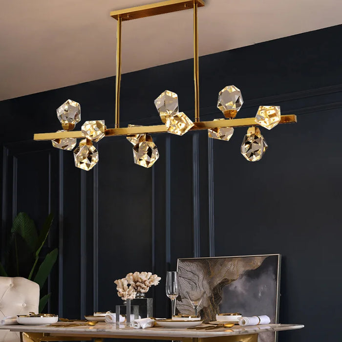 Light luxury Creative Postmodern Full Copper Crystal Chandelier Atmospheric Living Room Dining Room Model Room Chandelier