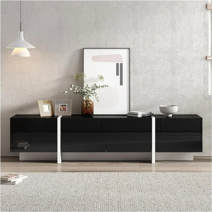 Modern White and Black Modern Rectangular Design Tv Cabinet Suitable for TVs Below 80 Inches Tv Stand Living Room Furniture Home