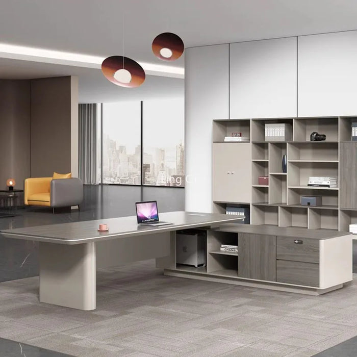High Quality Light Luxury Office Desk Filing Cabinets Set Designer Luxury Computer Desks European Boss Bureau Office Furniture