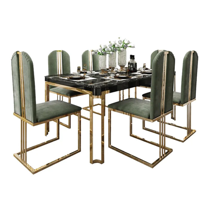 Light luxury marble dining table chair postmodern model room furniture rectangular household simple small household  gs04