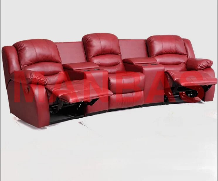 Linlamlim Living Room Sofas Set Manual / Electric Recliner Italinan Cow Genuine Leather Couch Retractable Cinema Sofa 3 Seater