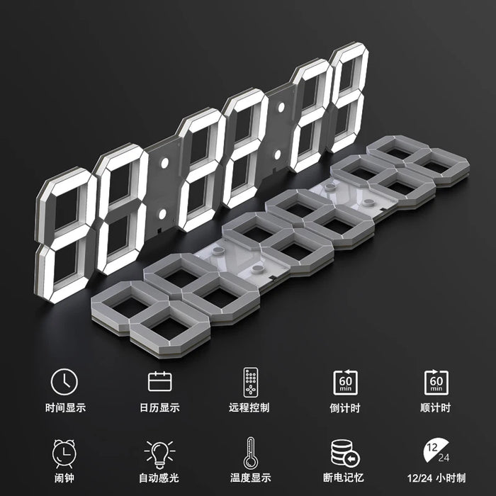 Modern Led Digital Wall Clock Wifi Internet Stylish Living Room Wall Clocks Office Quiet Resin Reloj Pared Decor Home Interior