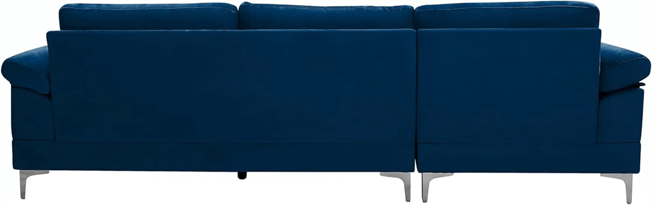 OMGO 103.5" L-Shaped Sectional Sofas Modern Velvet Upholstered Couch Left Chaise Longue Metal Leg Removable Seat and Back Cover