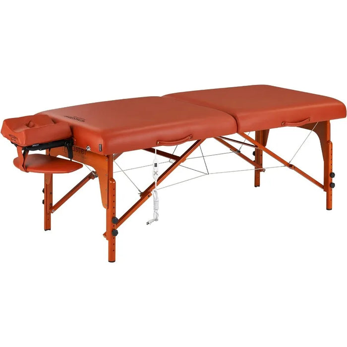 Santana Pro Portable Massage Table Package, Memory Foam Cushioning,  Leg Panels, Mountain Red- Tattoo Table- Spa Bed- Folding