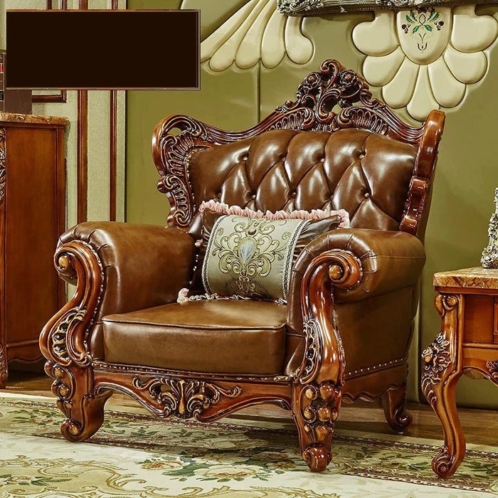 European-style Leather Sofa Villa Living Room Luxury Combination 123 All Solid Wood American First Layer Cowhide Sofas