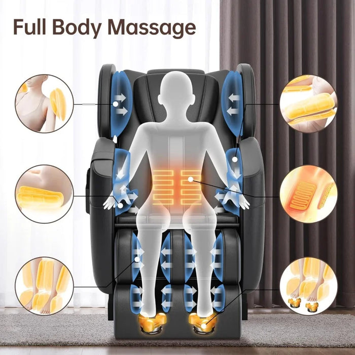 2024 Massage Chair, Full Body Zero Gravity Massage Chair with Foot Rollers, 8 Fixed Massage Roller, Heater, Bluetooth Speaker, B