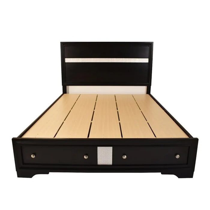 Traditional Matrix King 6 PC Storage Bedroom Set in Black made with Wood Bedroom Furniture Set