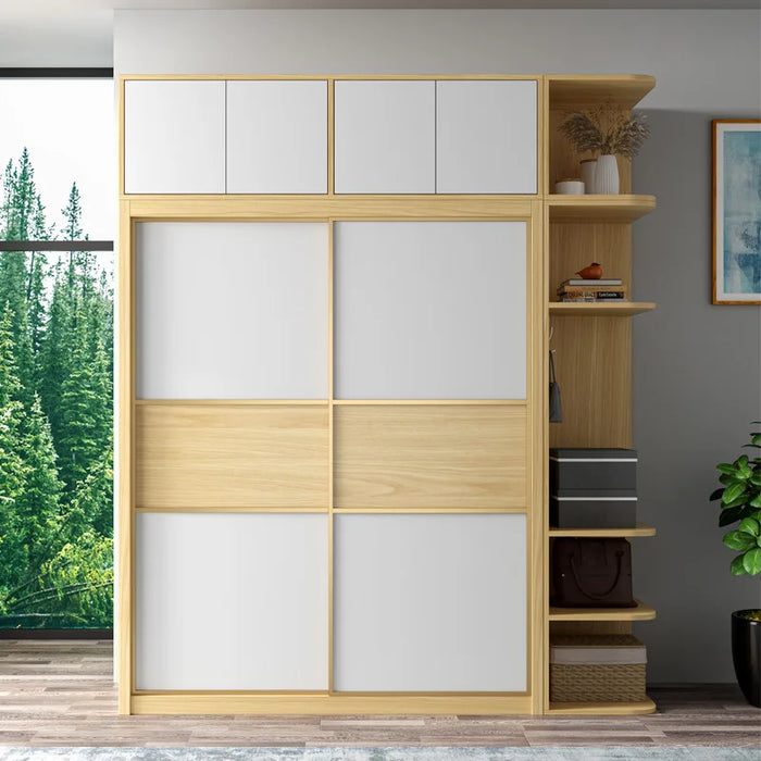 Nordic wardrobe sliding door modern simple household bedroom bright glass door cabinet combination movable door light luxury war