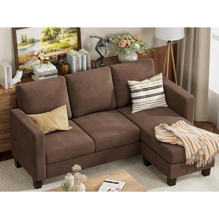 Convertible Sectional Small Sofa L-Shaped Couch Seat with Modern Linen Fabric, for Living Room, Apartment,Study and Office
