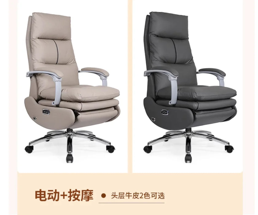 Office chair Ergonomics can lie flat boss chair electric massage computer chair cowhide chair