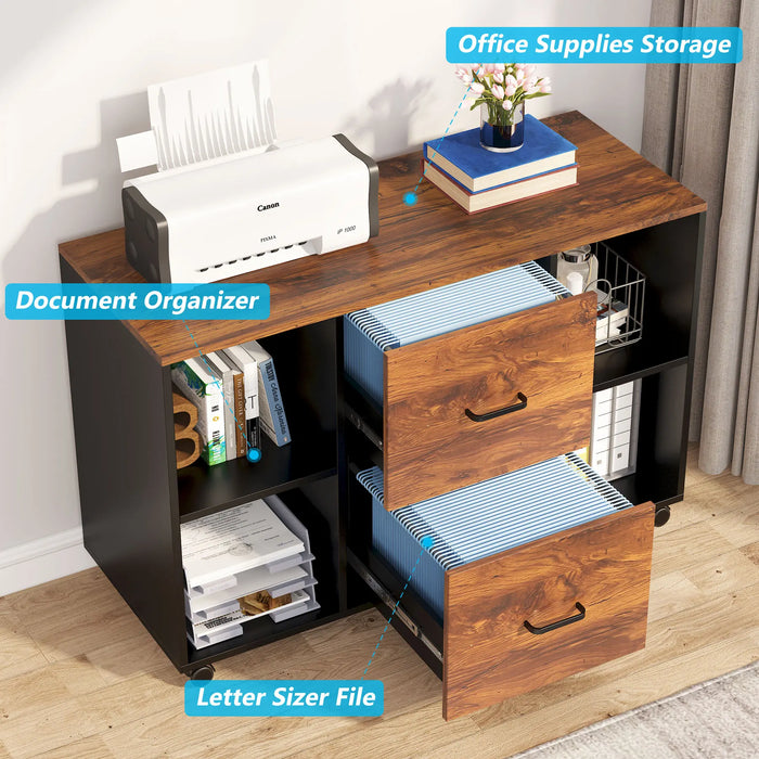 Tribesigns L-Shaped Computer Desk with Power Outlet and Drawer Cabinet, 55 inch Large Executive Office Desk Business Furniture