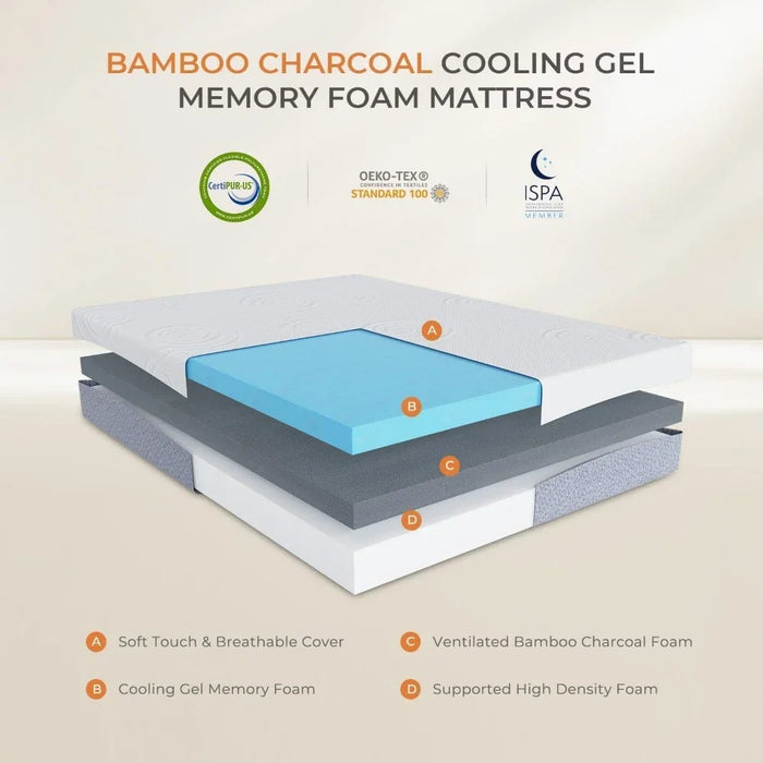 10 Inch Bamboo Charcoal Cooling Gel Memory Foam Mattress for Moisture Wicking Beds and Furniture Queen Size Mattress Matress