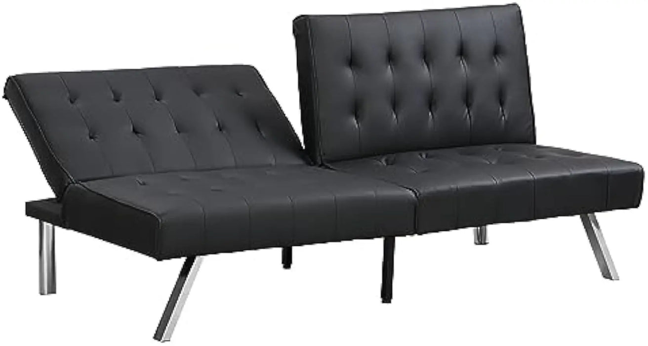 Modern PU Leather, Convertible Couch Bed,Futon Sets Daybed,Folding Sleeper Sofa Love seat for Small Space,Black