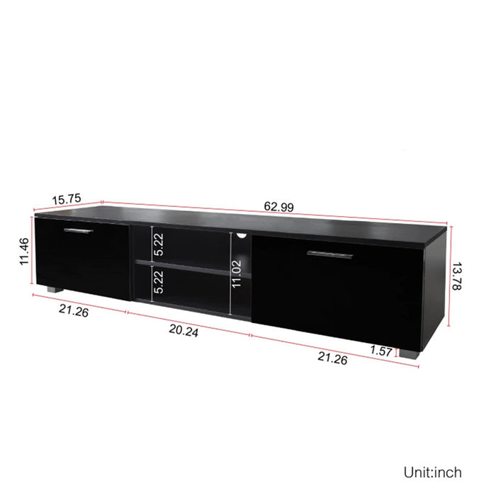 Black TV Stand for 70 Inch TV Stands, Entertainment Center TV Table, 2 Storage Cabinet with Open Shelves for Living Room Bedroom
