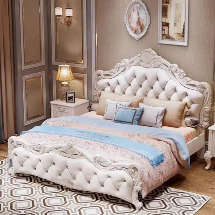 Wood Modern Whitr Double Bed King High End Twin Frame Double Bed Luxury Sleeping Letti Matrimoniali Furniture For Bedroom