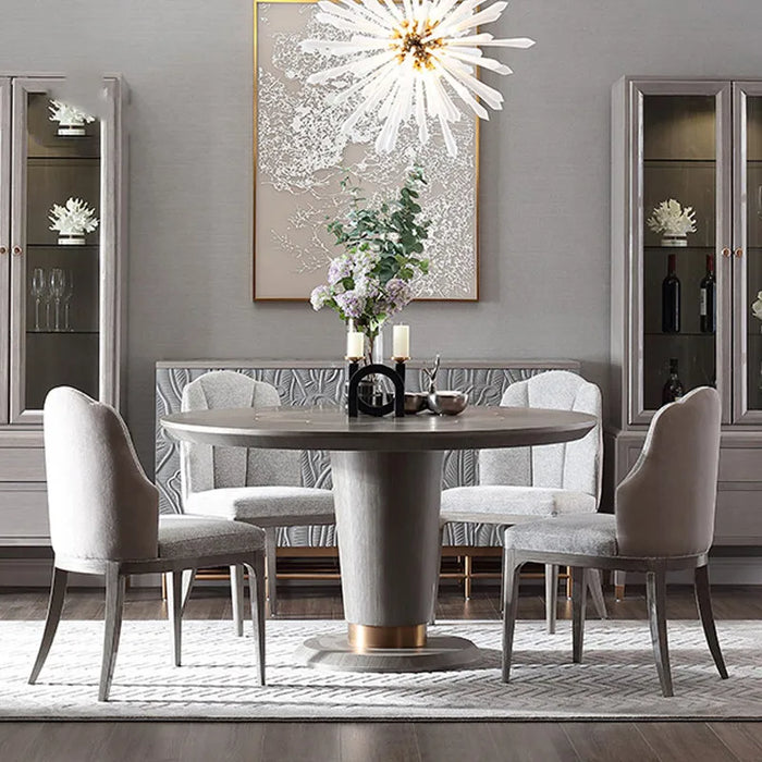 Modern American light luxury solid wood round dining table restaurant small apartment table and chair combination