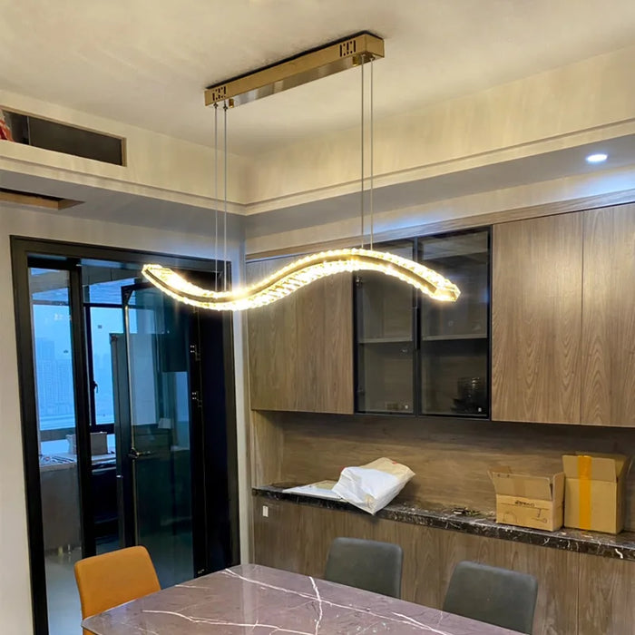 Modern Luxurious Living Room Chandeliers Wavy Crystal Chandelier Dining Room Kitchen Bedroom Pendant Lamp Design Hanging Light