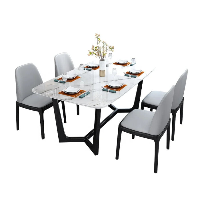 Luxury Dinner Table Set 6 Chairs Modern Dining Table Set Fashionable Marble Dining Table Hot Sale