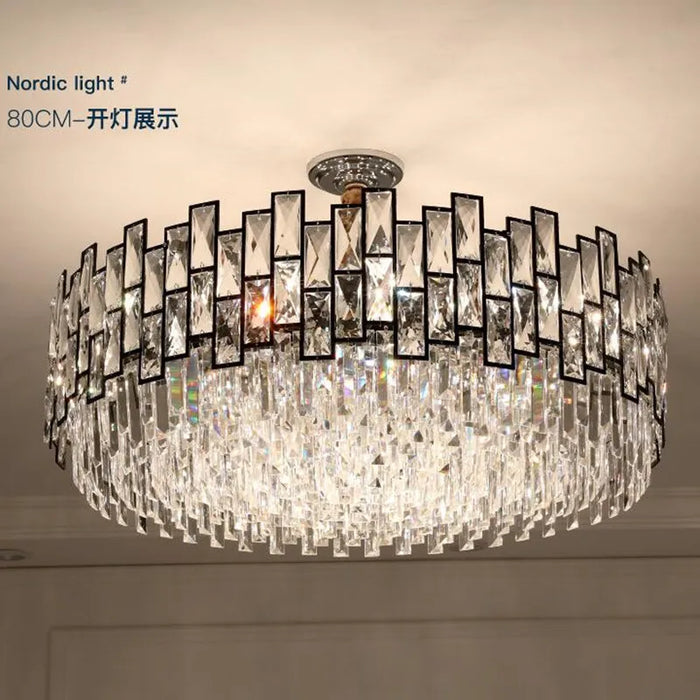 Modern Crystal Chandelier For Living Room Dining Room Black Light Round Lustre Led Chandeliers Kitchen Bedroom Indoor Lighting