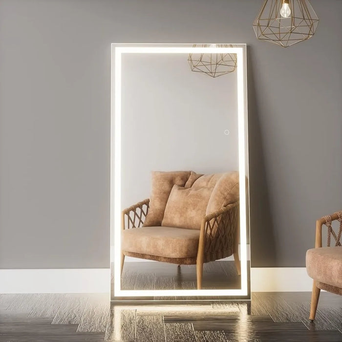 Vanity Mirror Lighted Full Body Length Light Up Touch Mirror Bathroom Mirrors Full-body Floor Wall Large Decorative Shower Home