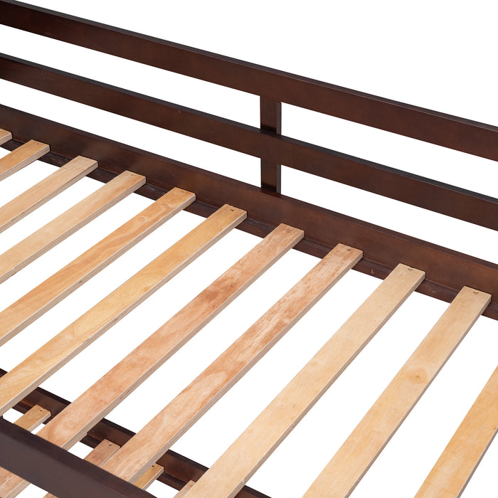 VSOGA Twin-Over-Twin Bunk Bed With Twin Size Trundle , Separable Bunk Bed For Bedroom - Espresso