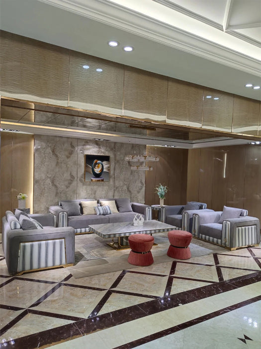 Italian light luxury matte leather sofa combination postmodern villa mansion large living room full set of furniture
