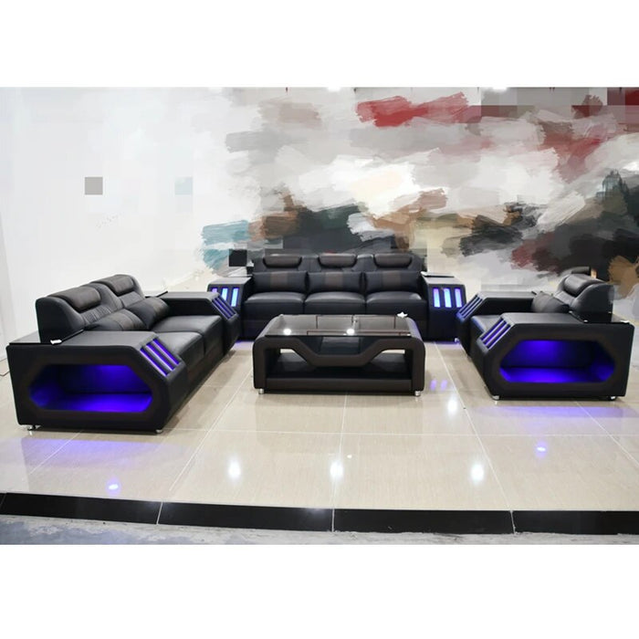 Modern Style Genuine Leather Red Living room Sofas Sofa Bed Set Furniture