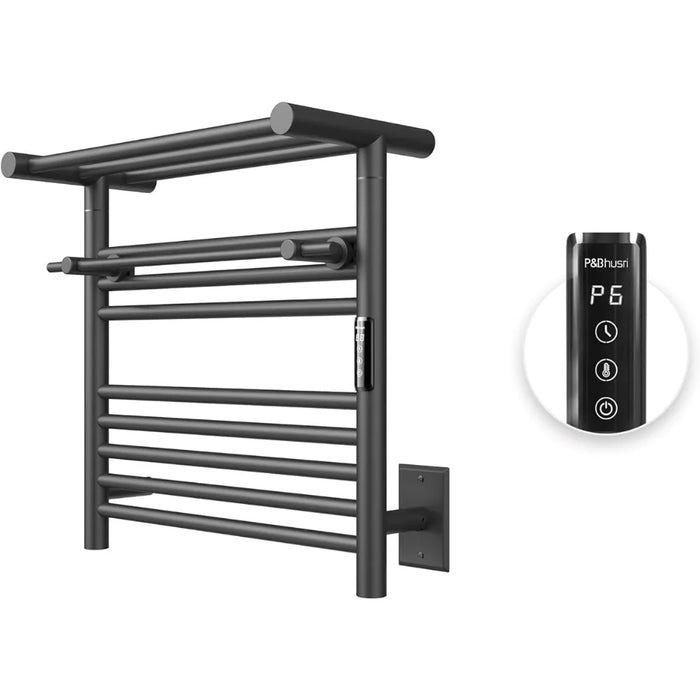 Bathroom Organizer Matte Black Towel Holder Heated Towel Rack for Bathroom Washhand Stand Hard-Wired/Plug-in Accessories Towels