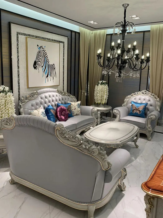 French light luxury sofa American villa living room neoclassical solid wood carved luxury simple European leather furniture
