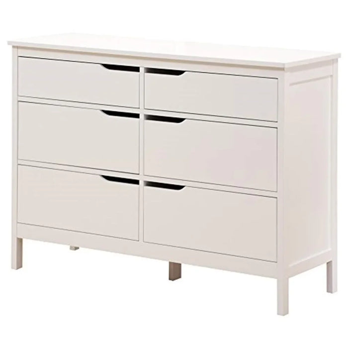 Retro Chest of Drawers with Metal Handle Double Wood for Bedroom Large Storage Cabinet 6 Wood Dresser