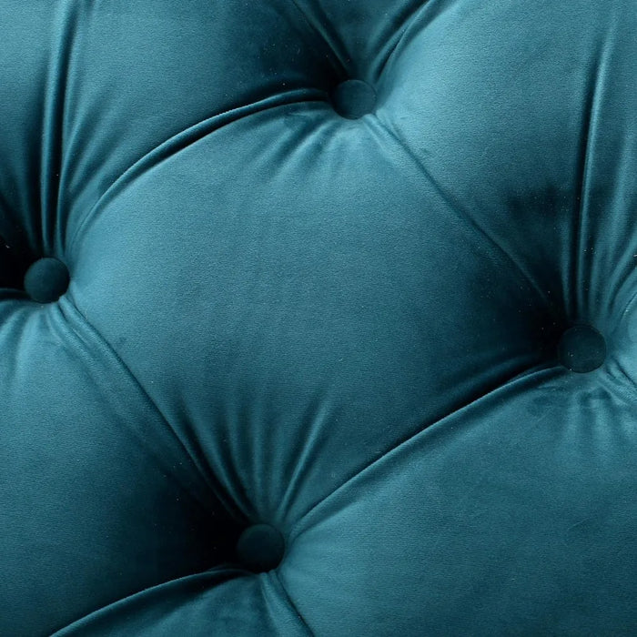 Dark Teal Tufted Velvet Fabric Rectangle Ottoman Bench Folding Stool Chair Hallway Pouf Salon Restapies Bar Stools & Ottomans