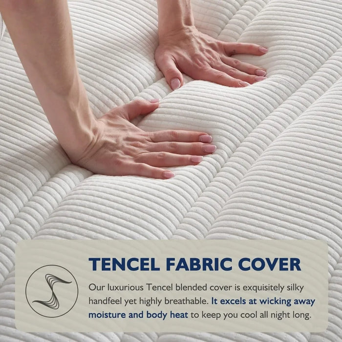 14 Inch King Mattress, Gel Memory Foam Innerspring Hybrid King Mattress with Tencel Cover