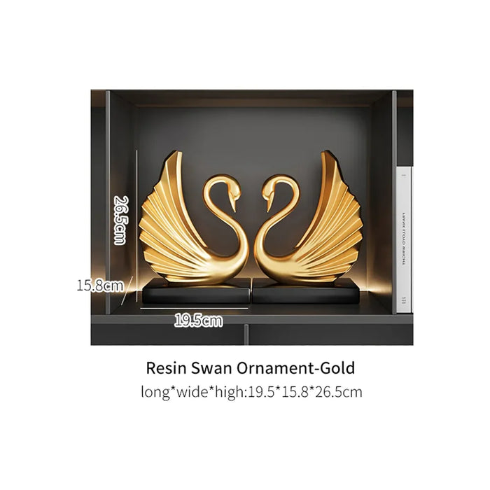 Luxury Home Living Decor European Style Romantic Couple Swans Resin Statue Crafts Interior Cabinet Decorations Figurines Gift