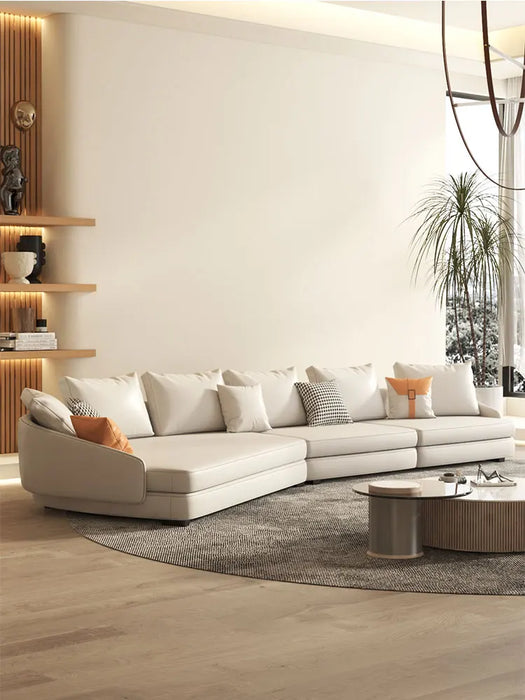 Italian Minimalist Curved Leather Sofa Light Luxury Special-Shaped Corner Living Room Art-Sofa Combination