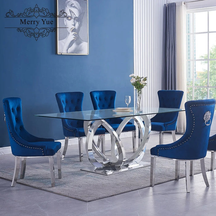 Kitchen Dining Table Clear Glass Table Sitting Room Adjusteble Glass Dining Toom Table