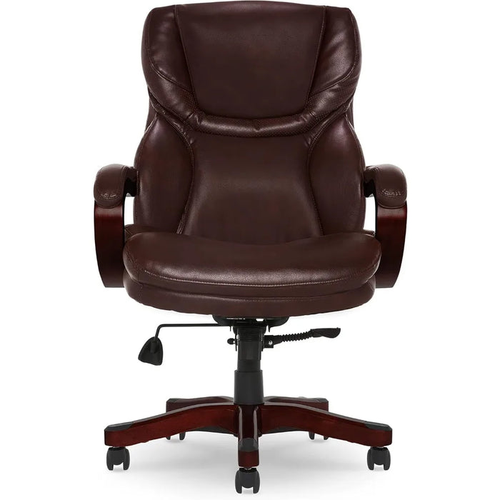Office chair, adjustable high backrest with lumbar support, ergonomic computer chair, bonded leather, game chair