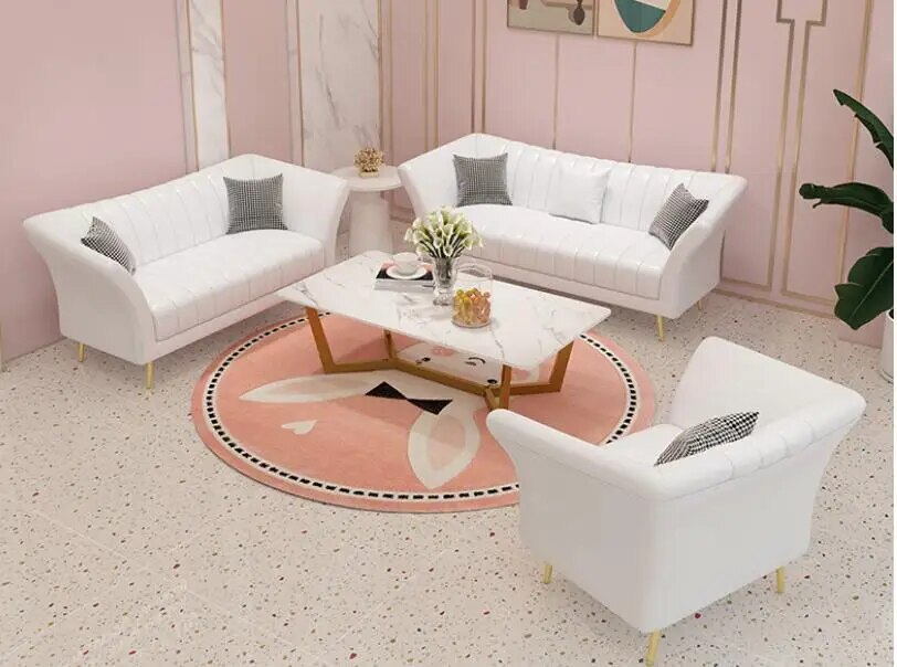 Luxury small family beauty salon, women's clothing store, workshop, reception, Nordic double three person sofa