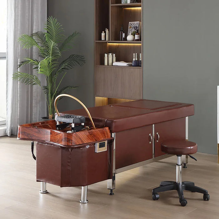 Shampoo Massage Bed Beauty Salon Thai Style Scalp Therapy Bed Water Circulation Fumigation Lit Pliant Salon Furniture GY50MB