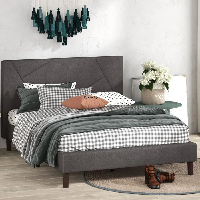 Judy Upholstered Platform Bed Frame / Mattress Foundation / Wood Slat Support / No Box Spring Needed
