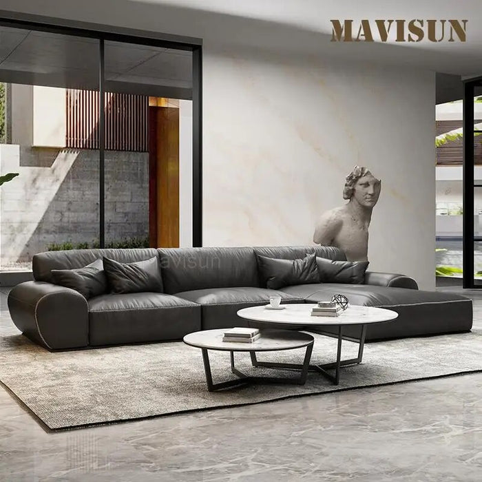 Simple Minimalist Household Comfortable Upholstered Leather Sofa Set Modern Couch Furniture Living Room Armchair For Leisure