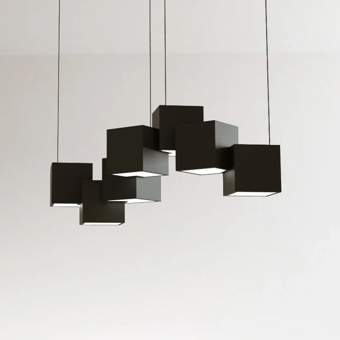 2024 New Art Geometric Personality Creative Simple Rubik's Cube Chandelier Ceiling Chandelier Dining Room Living Room Lighting