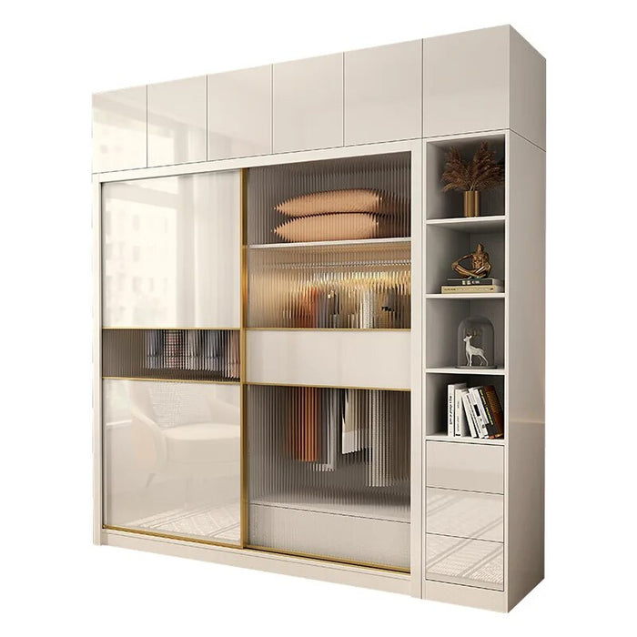 Wooden Entry Wardrobe Clothes Oganizers Simple Modern Bedroom Nordic Wardrobe White Women Sliding Door Penderie Home Furniture