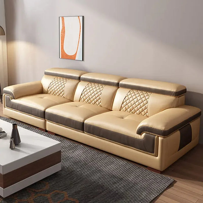 Leather Sofa Head Layer Leather Living Room Sofa Modern Simple Multi-functional Combination Of Large Small Intelligent Furniture