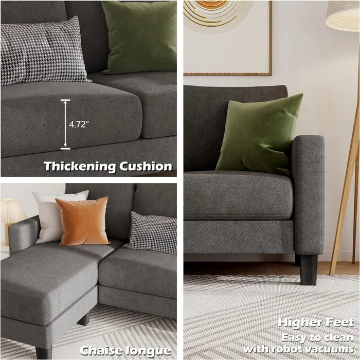 Convertible Sectional 3 L-Shaped Couch Soft Seat Space-Saving Sofas  living room furniture  luxury modern sofa  minimalist sofa