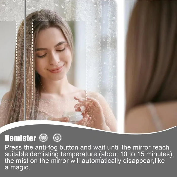 Janboe 24 Inch X 28 Inch Illuminated Led Mirror Cabinet for Bathroom Stainless Steel Wall Mounted Medicine Cabinet with Double T