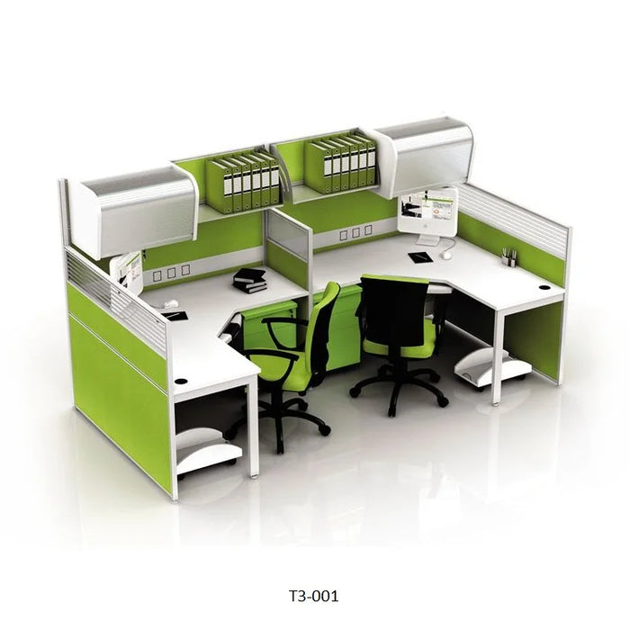 Wooden office cubicle modular furniture open clerk curved 2 seat l shape executive workstation table with glass partition