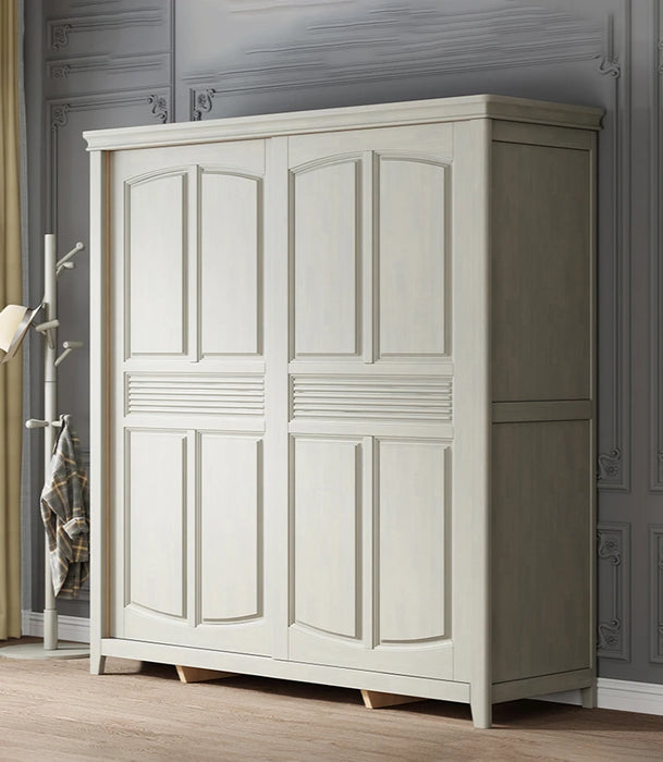 Lightweight and luxurious solid wood wardrobe with sliding doors for current household bedrooms, two door coat cabinets, storage