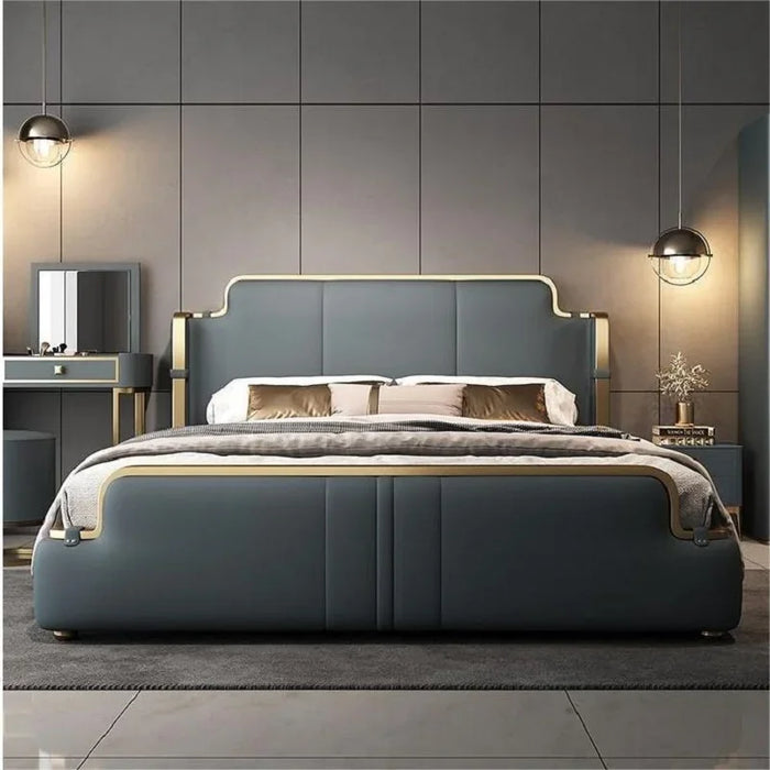 Light Luxury Minimalist Napa Leather Bed 1.8m Master Bedding Double High end Luxury 1.5m Modern Minimalist Leather Art Bed