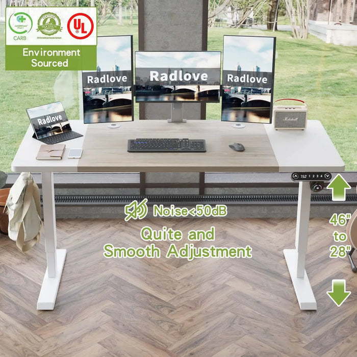 Radlove Electric Height Adjustable Standing Desk, 63x 30 Inches Stand Up Desk Workstation, Splice Board Home Office Computer Sta