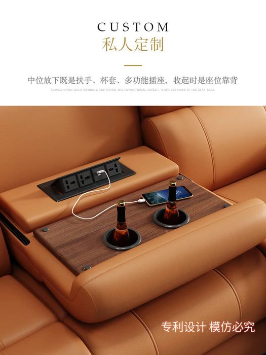 Space electric cabin living room intelligent small household simple modern multi-function cinema seat leather sofa